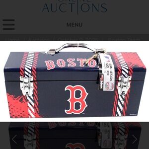 Boston Red Sox 16"x7"x8" Steel Tool Box with Tray by Team ProMark
